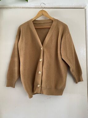 Classic Camel Button-Up Cardigan
